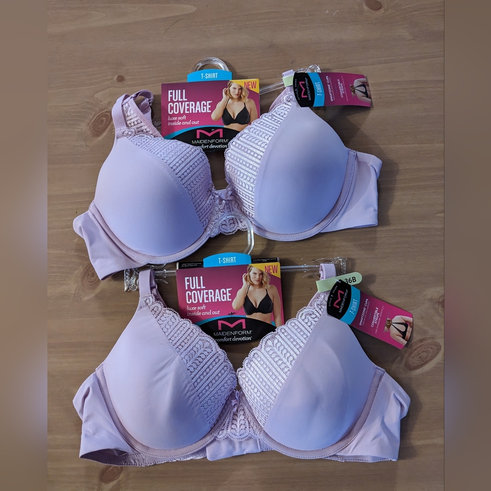 Maidenform T-Shirt Bra 36B Full Coverage SmartZone Convertible Straps NWT T15MIS